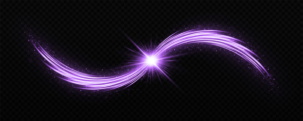 Wall Mural - explosion shining star. sparkling wavy lines on transparent background. shimmering magic dust partic