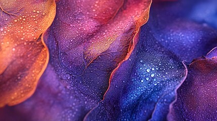 Wall Mural - Vibrant abstract textures in deep purple and orange hues. The fluidity and sparkle add a mesmerizing effect. Perfect for backgrounds or artistic designs. Generative AI