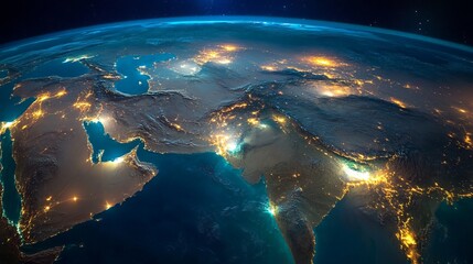 Wall Mural - a stunning satellite view of the blue planet earth from space, showcasing the curvature of the horiz