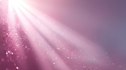 Fototapete - Soft pastel pink background accentuated by radiant white beams and scattered sparkles evokes a magical atmosphere, providing ample space for text and creative use