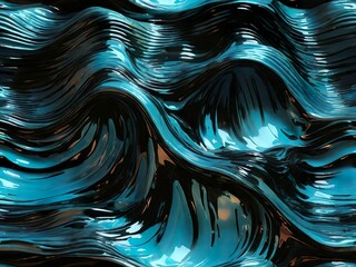 Wall Mural - 3D Liquid Art: Captivating Blue Waves and Metallic Textures for Stylish Wallpaper Design,Ai generated 