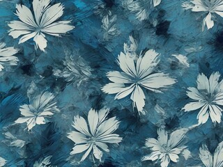 Wall Mural - blue  background  white   flowers,Ai generated 
