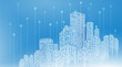 © Oleh - City buildings abstract background. Smart city, urban concept, real estate, organization office