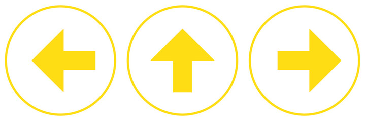 Wall Mural - set of one way only or this way only blue sign round floor marking adhesive sticker icon with direct