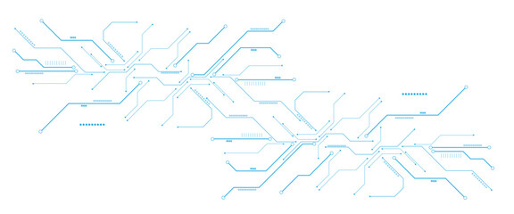 Fototapete - High-tech circuit board connection system. Vector abstract technology on a white background.