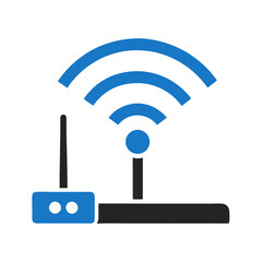 Poster - Seamless Connection: WiFi Signal and Router Icon on White Background