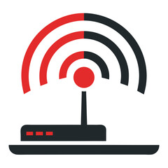 Poster - Seamless Connection: WiFi Signal and Router Icon on White Background