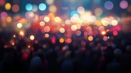 Fototapete - Sparkling sparklers illuminate the night at a New Years Eve celebration, surrounded by vibrant bokeh lights that enhance the joyous atmosphere with excitement