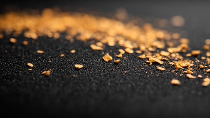 Fototapete - Dramatic backdrop of distressed black wall featuring scattered golden flecks creates a striking, textured effect that captivates the viewer's attention