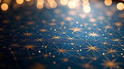 Fototapete - A close-up shows a blend of blue and silver with gold accents and subtle Japanese designs, creating a dazzling effect
