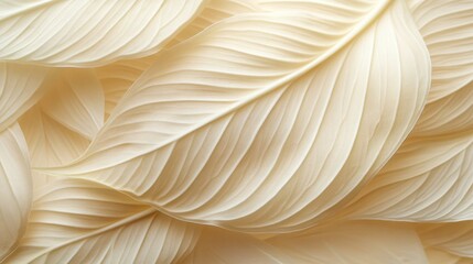 Leinwandbilder - Delicate layers of cream-toned petals and leaves reveal intricate vein patterns and soft shadows, creating a serene and abstract botanical composition