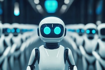 robots representing advanced chatbots in a futuristic business automation environment