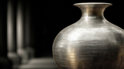 Poster - Craftsmanship shines in a beautifully designed metallic vase showcased against a dark backdrop