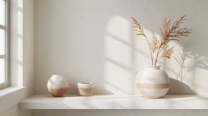 Wall Mural - Minimalist Home Decor Vases and Dried Flowers of excellence in splendor beyond compare with grace