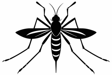 mosquito silhouette line art vector illustration with a white background