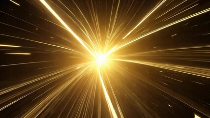 Wall Mural - Abstract gold light streaks converge toward a radiant central point in a dynamic motion background, with a sense of speed and energy.