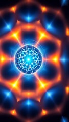 Wall Mural - vibrant abstract background featuring a circular element surrounded by geometrical shapes with radia