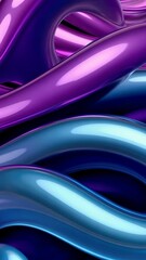 Wall Mural - abstract rendering of intertwined blue and purple glossy tubes creating a fluid flowing, dynamic, th