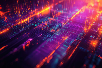Poster - Abstract digital data streams and glowing lines forming a complex network, vibrant colors.