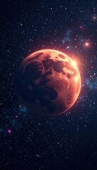 softly glowing celestial body in the dark vastness of space, cosmos, space
