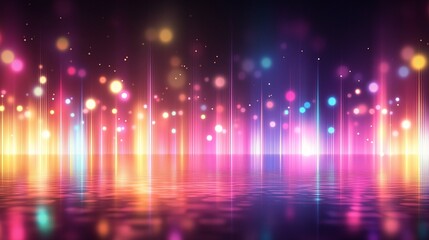 Wall Mural - Abstract colorful background with glowing lights and reflections.