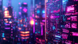 © Parsudi - Futuristic Cityscape With Glowing Data Wall