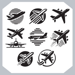 airplane silhouettes sign and symbol for travel and aviation web projects