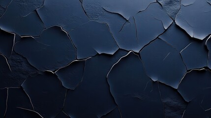 Wall Mural - Abstract navy blue background featuring a dark slate texture with cracks and a rough stone surface, ideal for design or wallpaper use. 3D rendered with deep shadows.