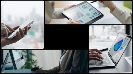 Poster - Collage video showing various digital device usage scenes