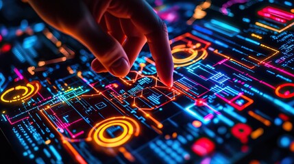 Digital Interaction Futuristic Interface Technology Innovation Neon Lights