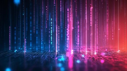 Wall Mural - digital rain: a futuristic depiction of data streams cascading through a dynamic digital landscape, 