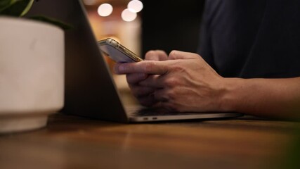 Social media and digital online concept, man using smart phone. The concept of living on vacation and playing social media. Social Distancing ,Working From Home