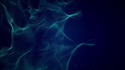 Wall Mural - abstract luxurious, premium glittering blue particles grid motion background floating in cyberspace 