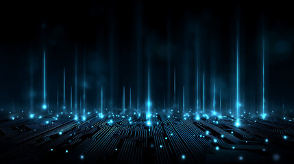 Futuristic technology background with neon tech lines on circuit board abstract digital interface in a dark environment