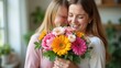 © SDArts - Beautiful bouquet for Mother's Day, Vibrant floral arrangement, Mother holding flowers, Gift of nature