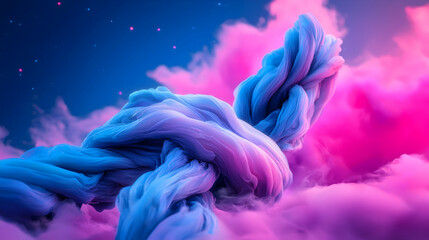 Wall Mural - vibrant cosmic scene with swirling galaxies in pink and blue hues