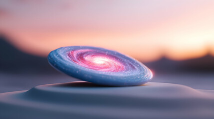 Wall Mural - vivid pink blue spiral galaxy with bright core at sunset