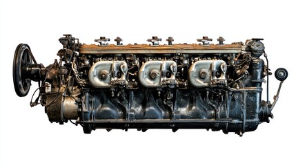 Aufkleber - Vintage aircraft engine, isolated on white background.