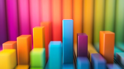 Leinwandbilder - Abstract bar chart with colorful bars rising, set against a gradient background, business concept