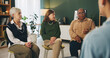 © peopleimages.com - Group therapy, senior women and circle in discussion with psychologist for mental health in retirement. Therapist, support and meeting with people for talking, help or advice for care in nursing home