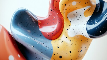 Leinwandbilder - Organic shapes in bold colors, resembling paint splatters on a white background, creative and artistic