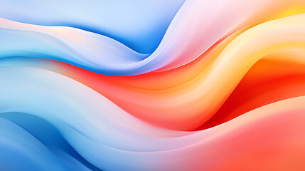 Poster - Vibrant abstract waves of blue, orange, and red create a dynamic background, ideal for artistic designs and digital projects.