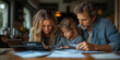 © Tollaru - Concerned family of three reviewing finances together at home