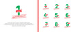 © dharmArt - set of anniversary logo flat red and green color on white background for celebration moment