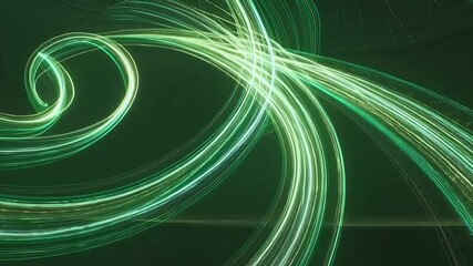A green and white swirling pattern of light against a dark green background