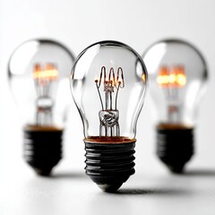 Aufkleber - Illuminating Ideas: A Close-Up of Light Bulbs Symbolizing Inspiration and Innovation on a Clean White Background