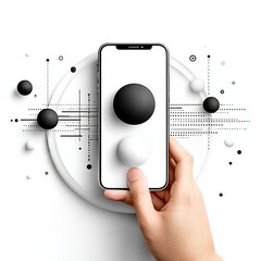 Aufkleber - Modern Phone Mockup with Abstract Geometric Design in Hand for UI/UX Presentations and Mobile Apps