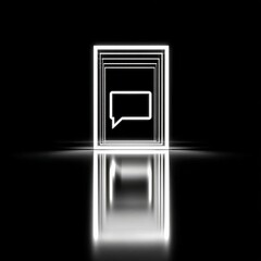 Poster - Neon Chat Bubble in Reflective Tunnel: A Modern, Futuristic Concept with Bold Lines and Minimalist Design