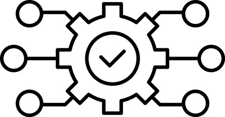 Data integration icon. Software, api line symbol illustration isolated on white background. Circuit gear. Gear with chip. Digital tech business logo template concept illustration. Gear electronic