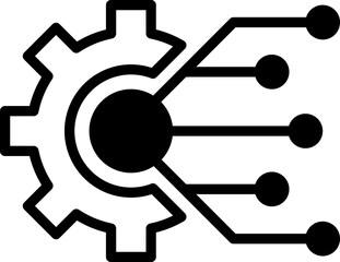 Data integration icon. Software, api line symbol illustration isolated on white background. Circuit gear. Gear with chip. Digital tech business logo template concept illustration. Gear electronic